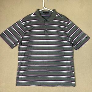 Nike Polo‎ Shirt Adult 2XL Gray Striped Tiger Woods Collection Golf Dri Fit Mens